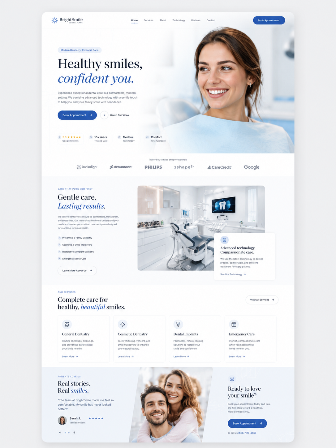 BrightSmile Dental Care website example