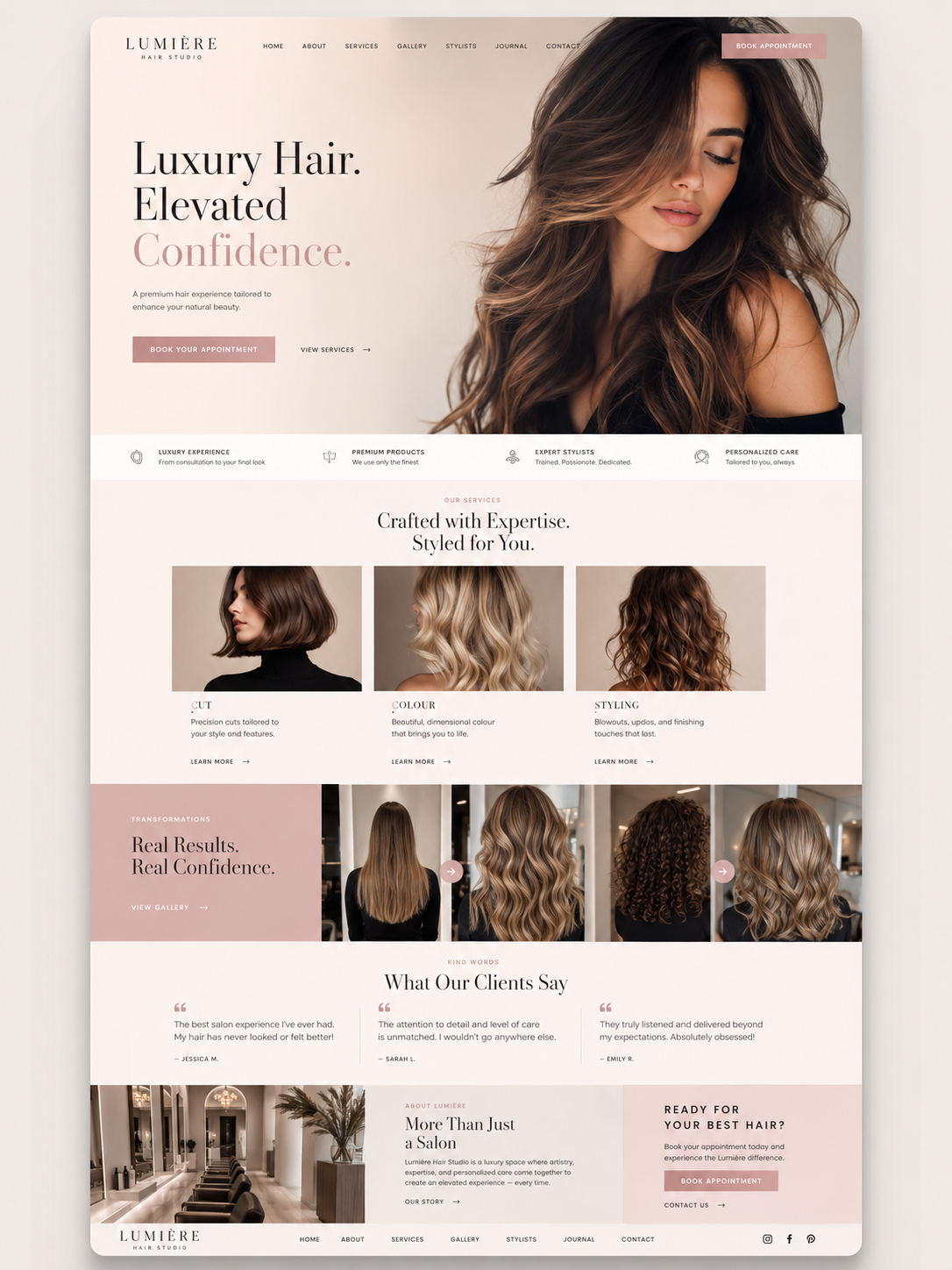 Lumiere Hair Studio website example