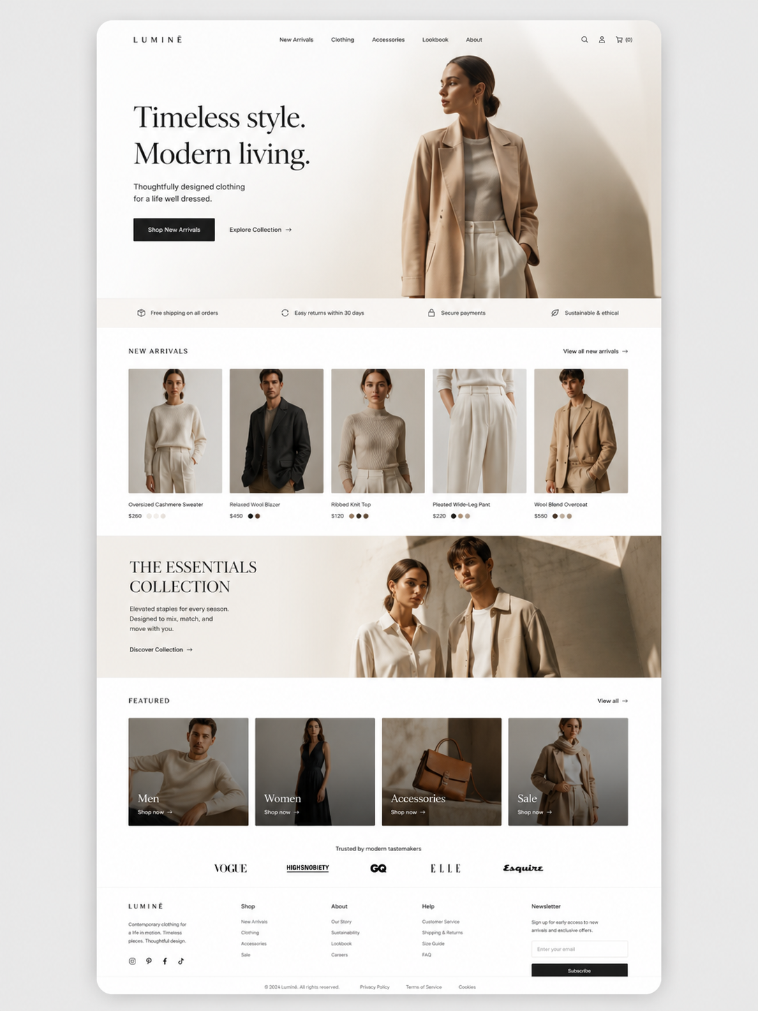 Lumine fashion eCommerce website example