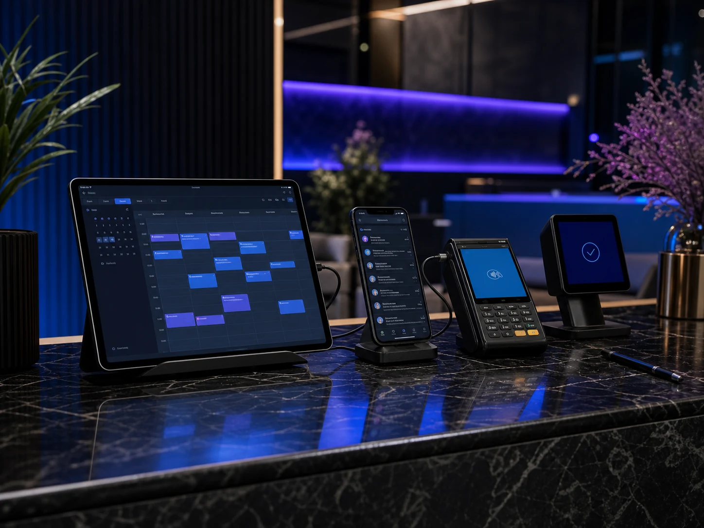 Connected booking, business email and secure payment tools working together