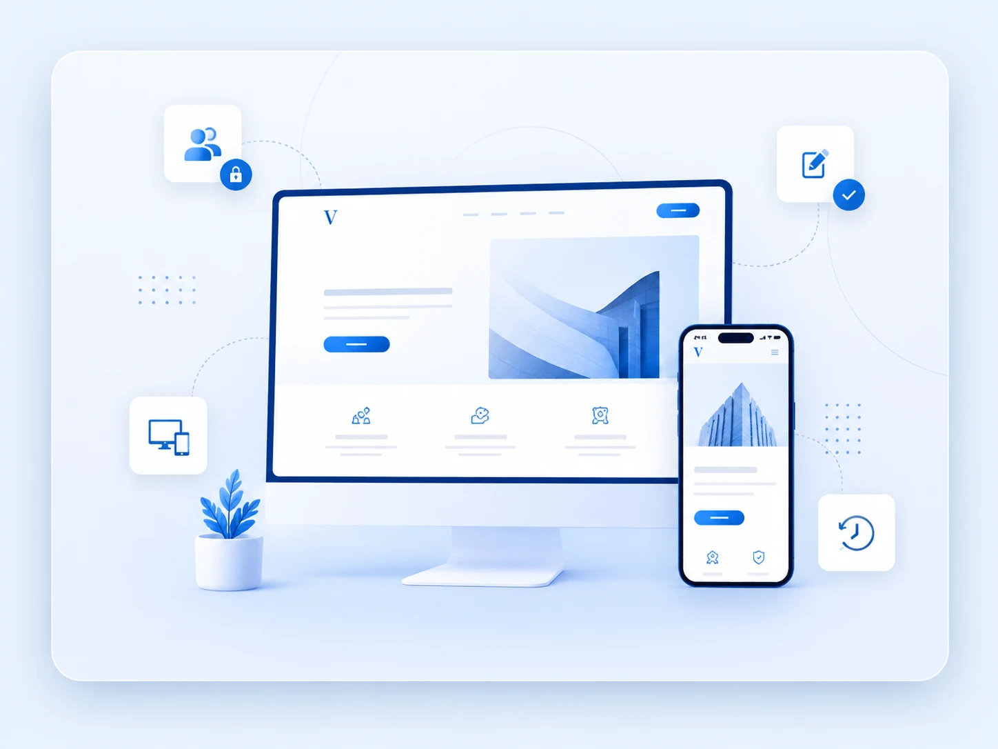 Responsive business website displayed on desktop and mobile