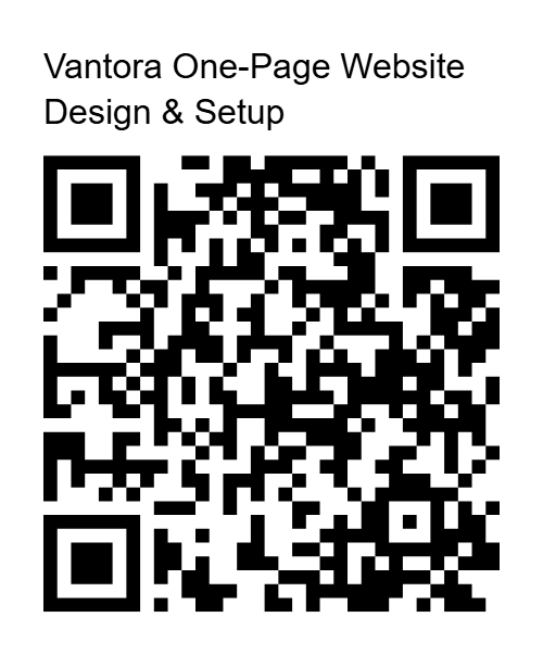 Scan to pay securely for the Vantora One-Page Website Design and Setup package with PayPal