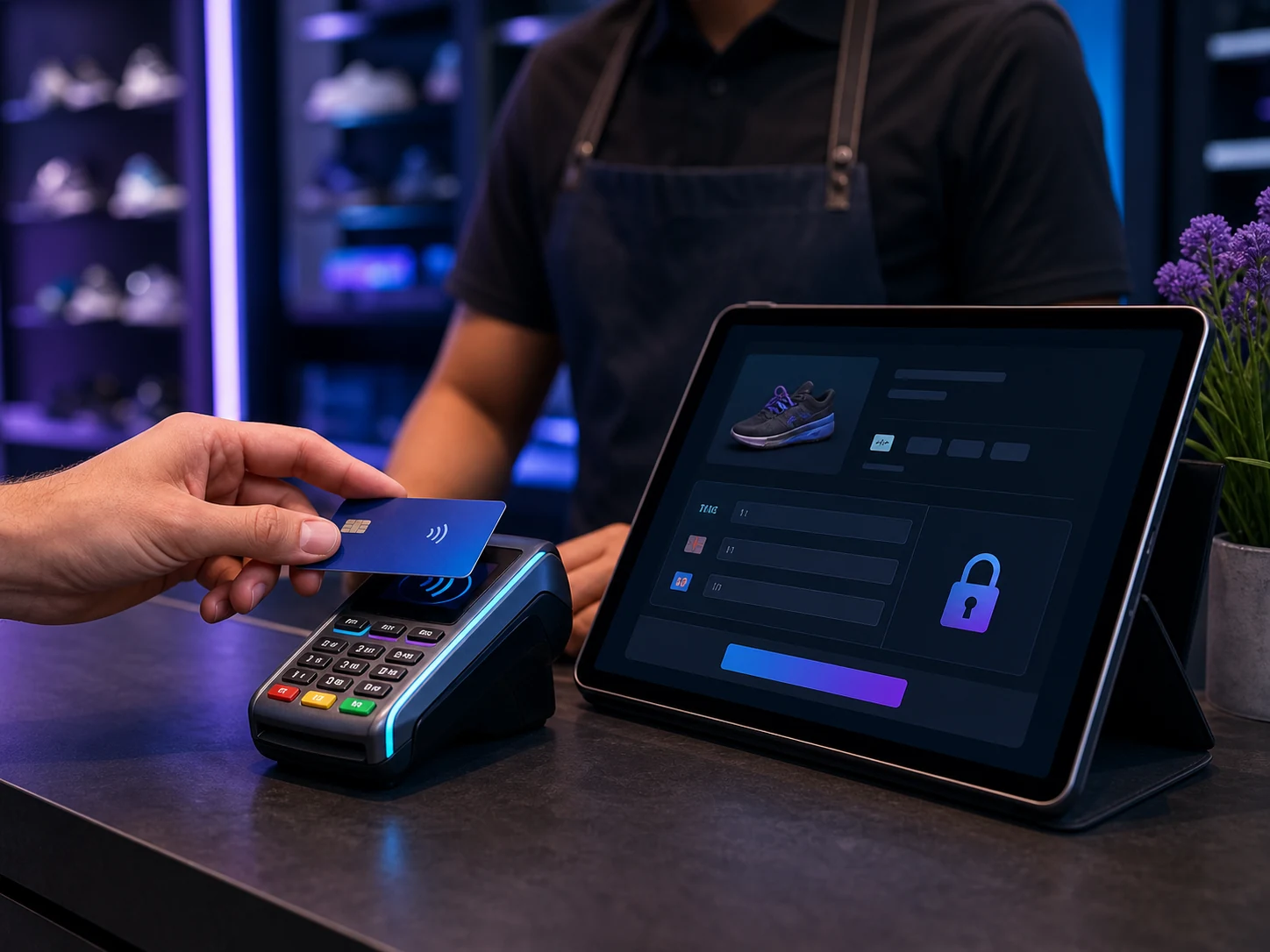 A secure online checkout paired with a real contactless card payment