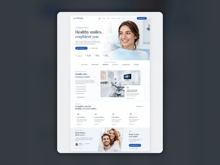 BrightSmile Dental Care custom website mock-up