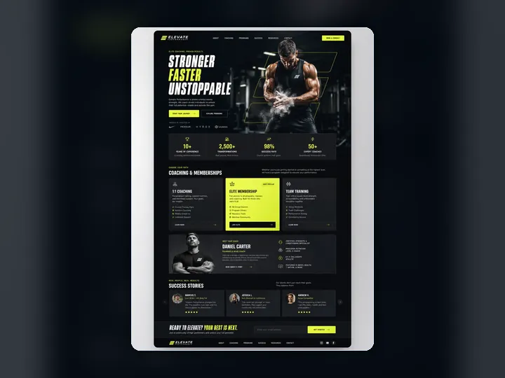 Elevate Performance custom website mock-up