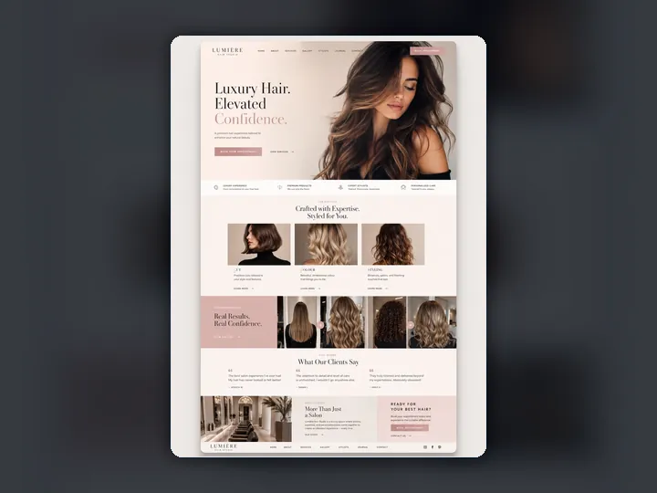 Lumière Hair Studio custom website mock-up