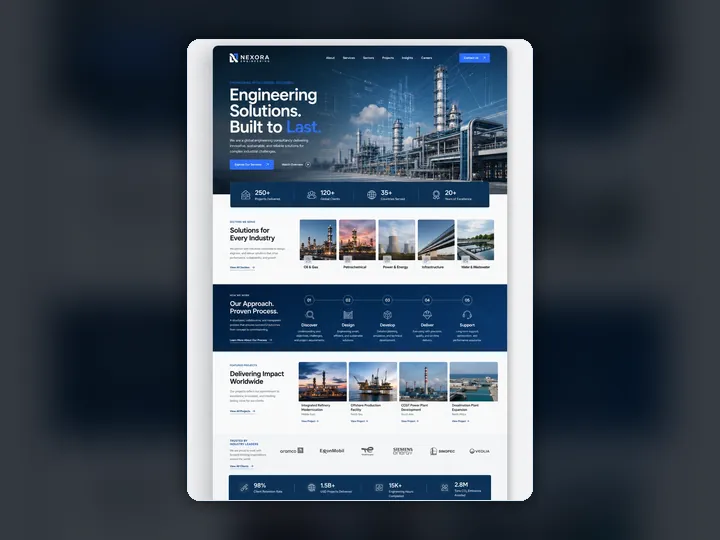 Nexora Engineering custom website mock-up