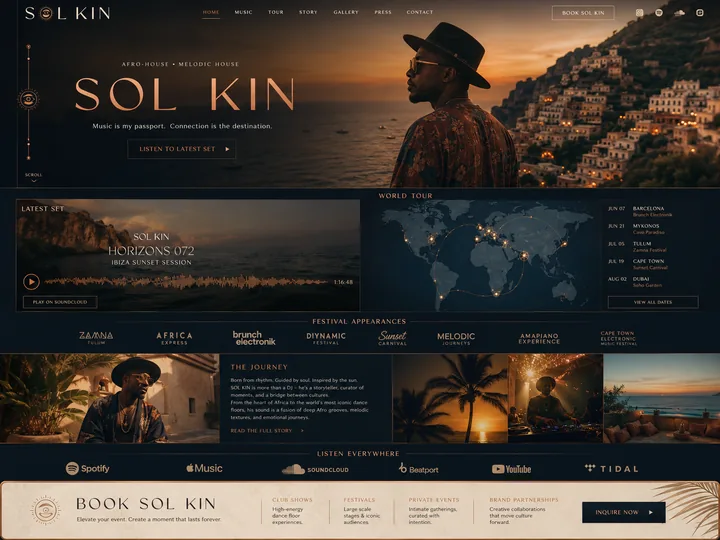 Sol Kin custom website mock-up